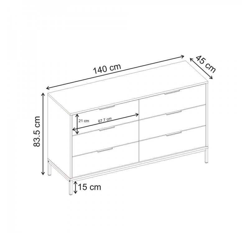 Συρταριέρα Mars Megapap χρώμα καρυδί Ud 140x45x83,5εκ.