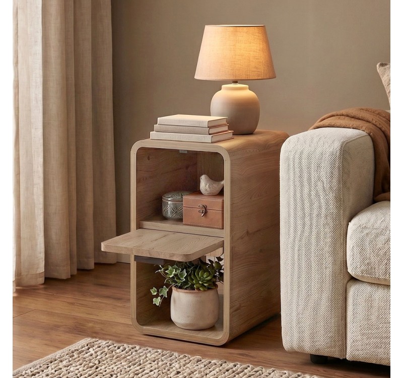 Τραπεζάκι βοηθητικό - Κομοδίνο Rovel Megapap χρώμα sepet oak 30x39x50,5εκ.