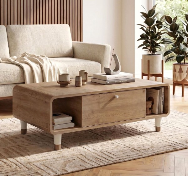 Τραπεζάκι σαλονιού Doro Megapap χρώμα sepet oak 100x60x34,6εκ.