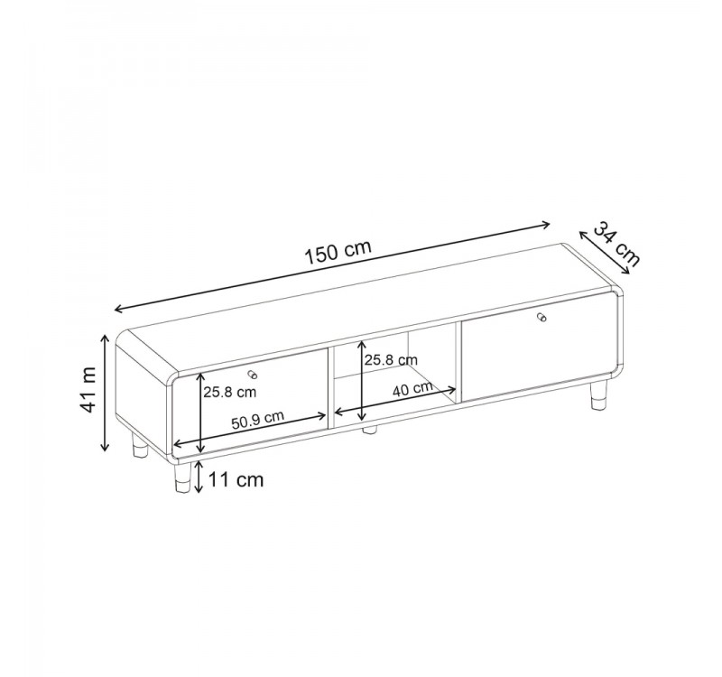 Έπιπλο τηλεόρασης Doro Megapap χρώμα sepet oak 150x34x41εκ.