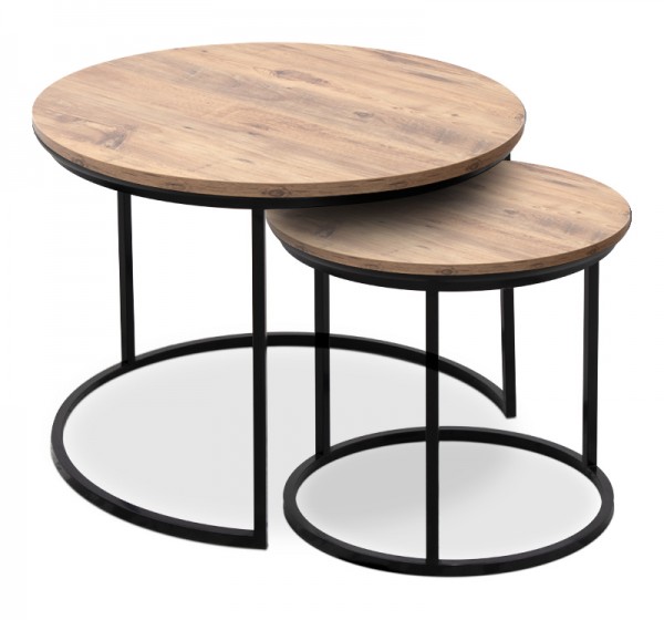 Τραπεζάκια σαλονιού Gary Megapap Mdf - μεταλλικό χρώμα ακακίας 65x65x44εκ.