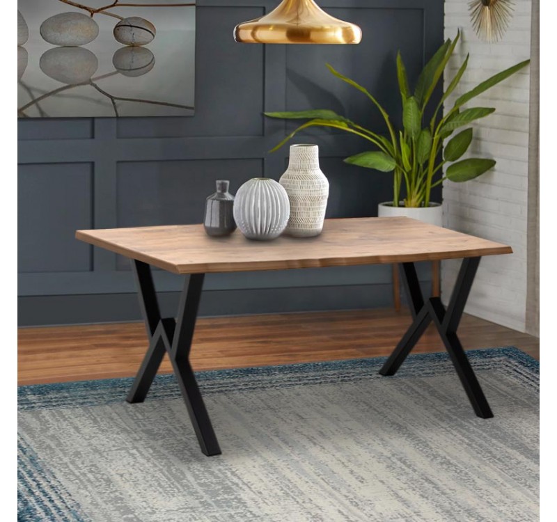 Τραπέζι Walter Megapap Mdf - μεταλλικό χρώμα ακακίας 140x80x75εκ.