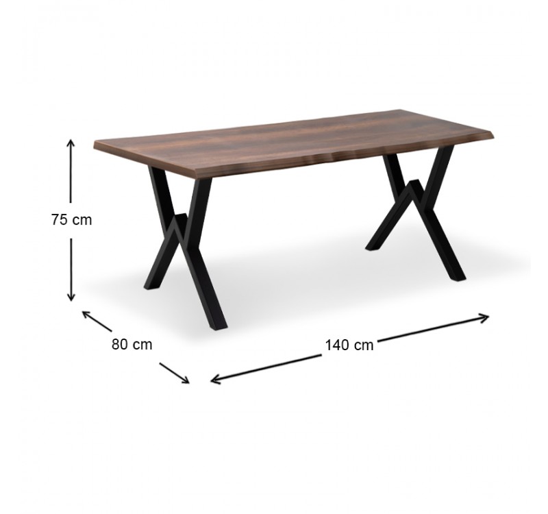 Τραπέζι Walter Megapap Mdf - μεταλλικό χρώμα καρυδί 140x80x75εκ.