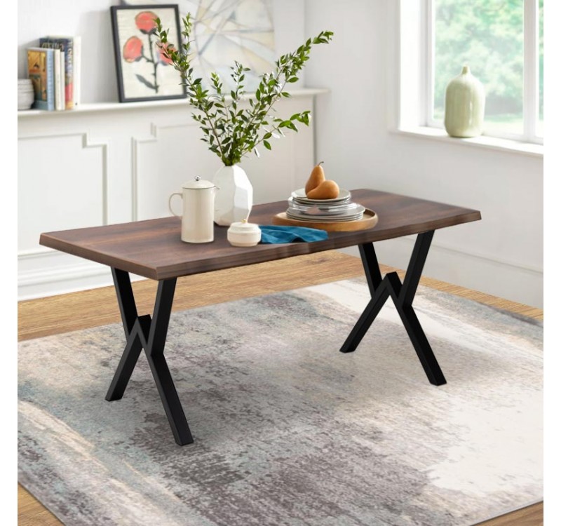 Τραπέζι Walter Megapap Mdf - μεταλλικό χρώμα καρυδί 160x80x75εκ.