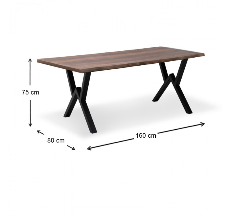 Τραπέζι Walter Megapap Mdf - μεταλλικό χρώμα καρυδί 160x80x75εκ.