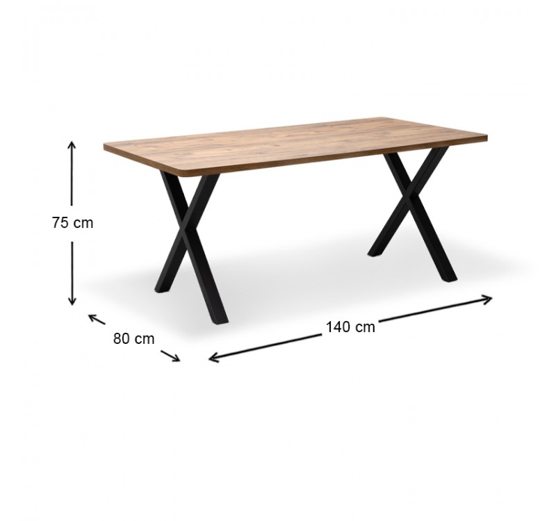 Τραπέζι Jeremy Megapap Mdf - μεταλλικό χρώμα ακακίας 140x80x75εκ.