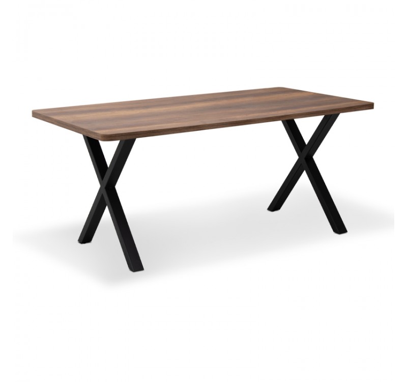 Τραπέζι Jeremy Megapap Mdf - μεταλλικό χρώμα καρυδί 140x80x75εκ.