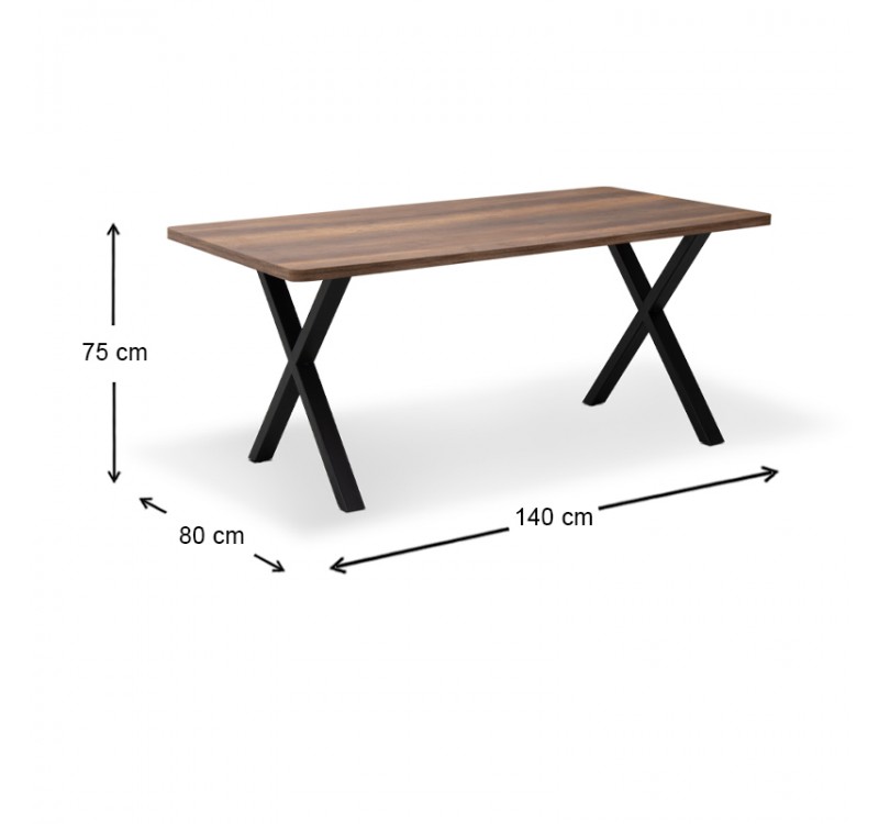 Τραπέζι Jeremy Megapap Mdf - μεταλλικό χρώμα καρυδί 140x80x75εκ.