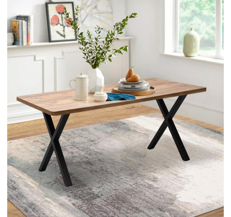 Τραπέζι Jeremy Megapap Mdf - μεταλλικό χρώμα ακακίας 160x80x75εκ.