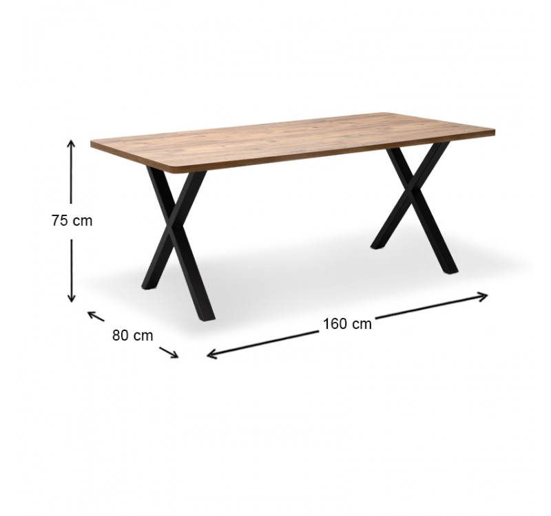 Τραπέζι Jeremy Megapap Mdf - μεταλλικό χρώμα ακακίας 160x80x75εκ.