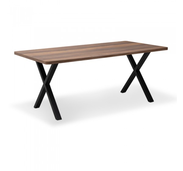 Τραπέζι Jeremy Megapap Mdf - μεταλλικό χρώμα καρυδί 160x80x75εκ.