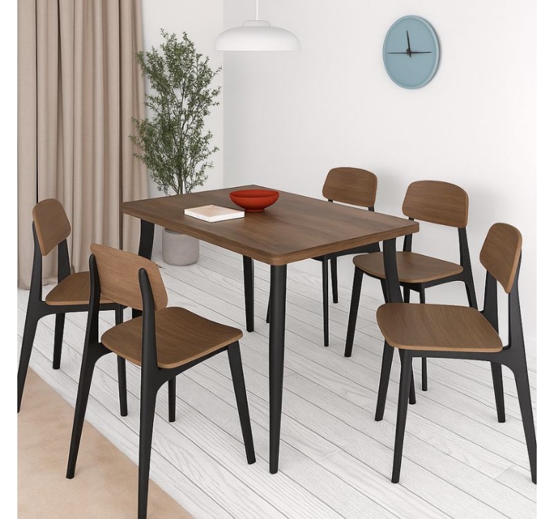 Τραπέζι Levico Megapap Mdf - μεταλλικό χρώμα καπνιστή καρυδιά 120x70x75εκ.