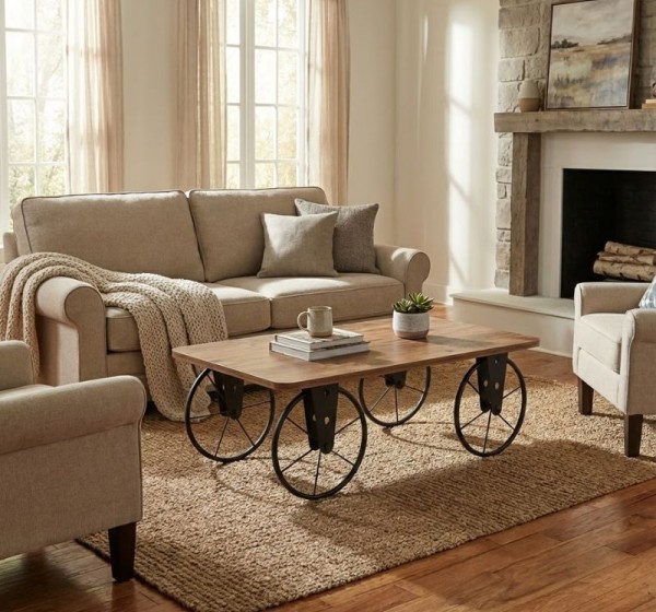 Τραπεζάκι σαλονιού Jemmy Megapap Mdf - μεταλλικό χρώμα ακακίας 90x55x33εκ.