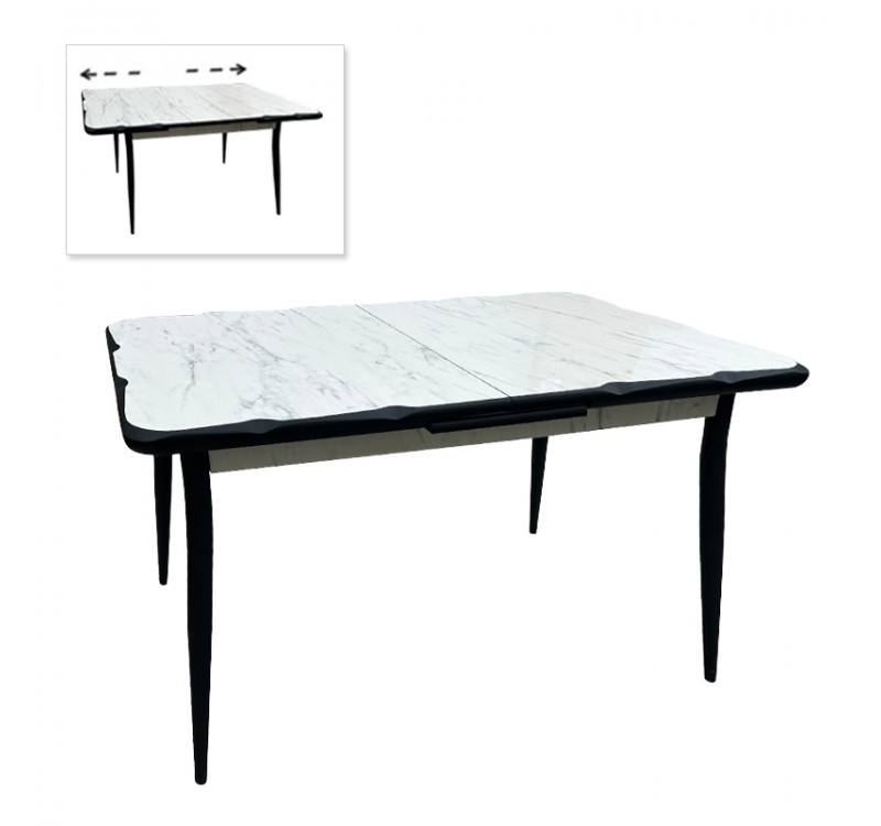 Τραπέζι Karen Megapap επεκτεινόμενο χρώμα λευκό εφέ μαρμάρου - μαύρο 130/160x80x75εκ.