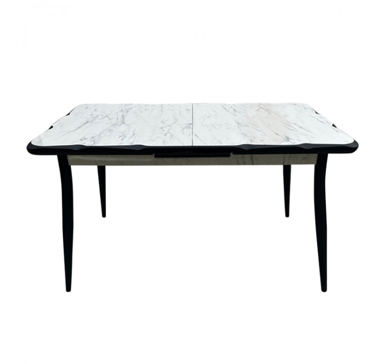 Τραπέζι Karen Megapap επεκτεινόμενο χρώμα λευκό εφέ μαρμάρου - μαύρο 130/160x80x75εκ.