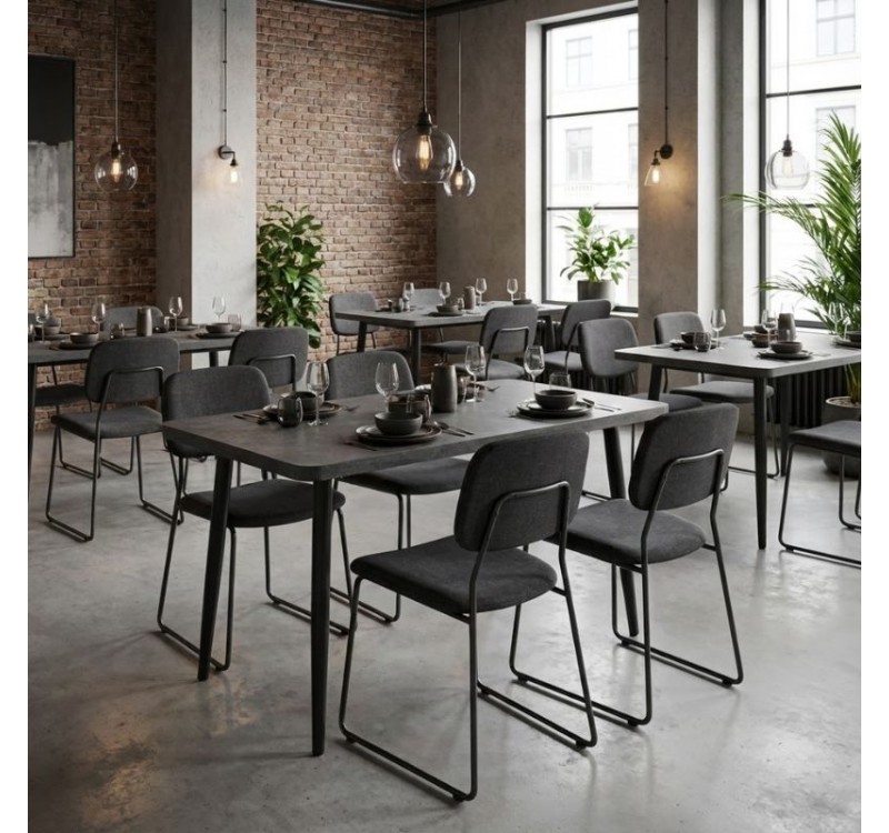 Τραπέζι Levico Megapap Mdf - μεταλλικό χρώμα σκούρο γκρι σκυροδέματος 130x75x75εκ.