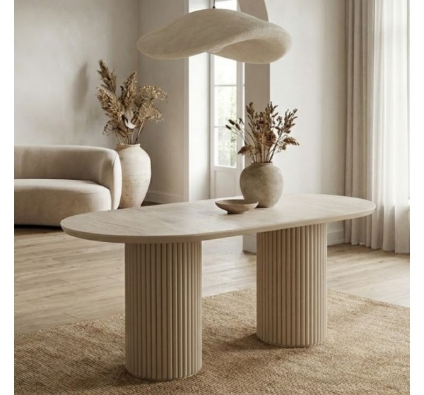 Τραπέζι Hazar Megapap Mdf χρώμα travertine - sandstone 180x90x77εκ.