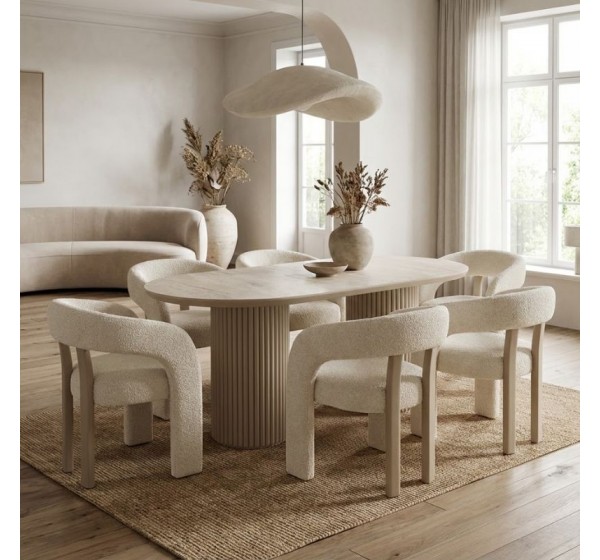 Τραπέζι Hazar Megapap Mdf χρώμα travertine - sandstone 180x90x77εκ.