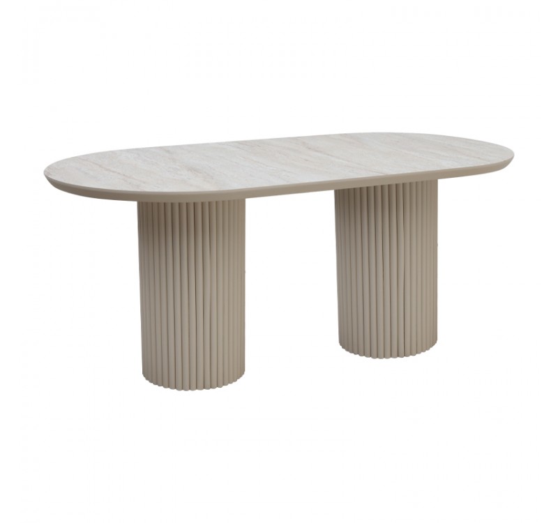 Τραπέζι Hazar Megapap Mdf χρώμα travertine - sandstone 180x90x77εκ.