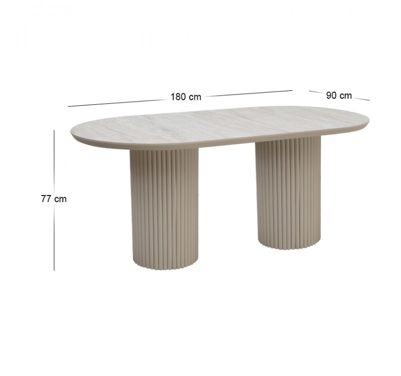 Τραπέζι Hazar Megapap Mdf χρώμα travertine - sandstone 180x90x77εκ.