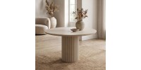 Τραπέζι Hazar Megapap Mdf χρώμα travertine - sandstone Ø119,5x76εκ.