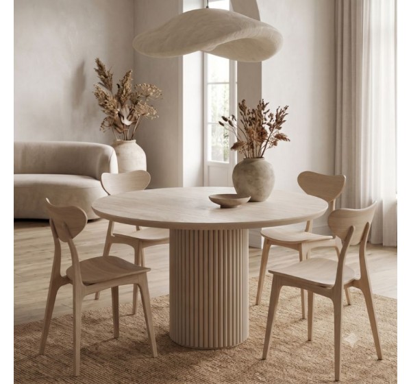 Τραπέζι Hazar Megapap Mdf χρώμα travertine - sandstone Ø119,5x76εκ.