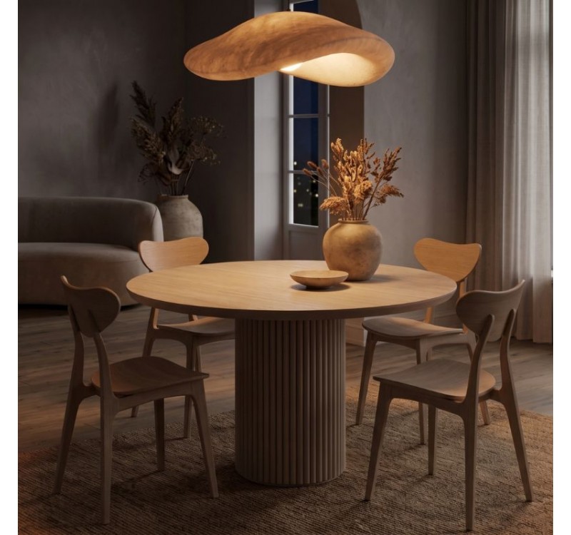 Τραπέζι Hazar Megapap Mdf χρώμα travertine - sandstone Ø119,5x76εκ.