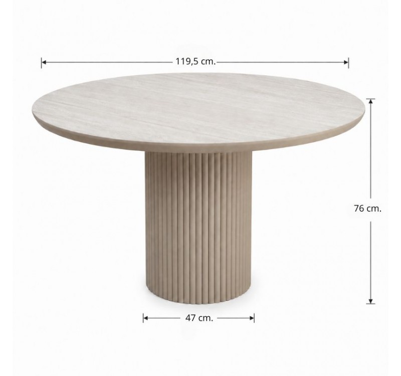 Τραπέζι Hazar Megapap Mdf χρώμα travertine - sandstone Ø119,5x76εκ.