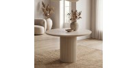 Τραπέζι Hazar Megapap Mdf χρώμα travertine - sandstone Ø100,5x76εκ.