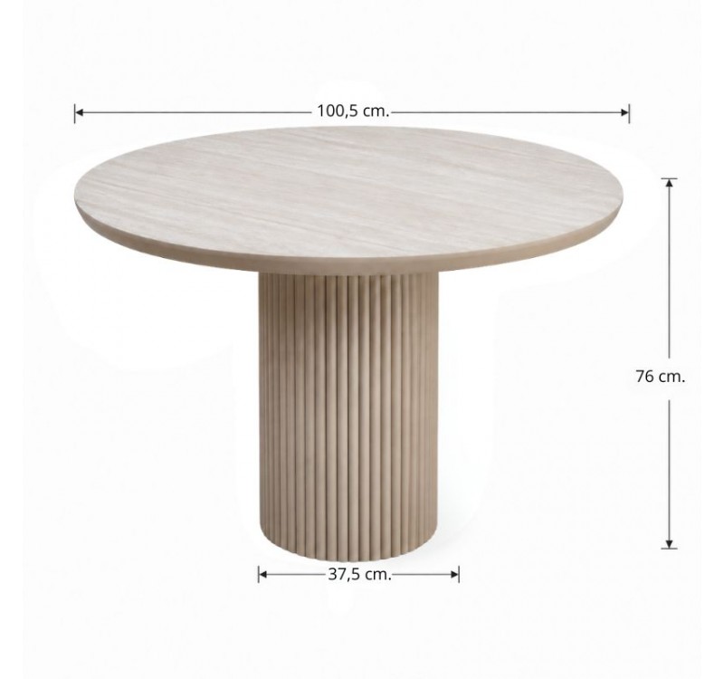 Τραπέζι Hazar Megapap Mdf χρώμα travertine - sandstone Ø100,5x76εκ.