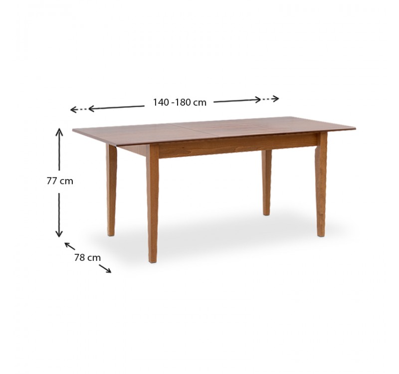 Τραπέζι Adare Megapap μασίφ ξύλο-MDF επεκτεινόμενο χρώμα καρυδί 140/180x78x77εκ.