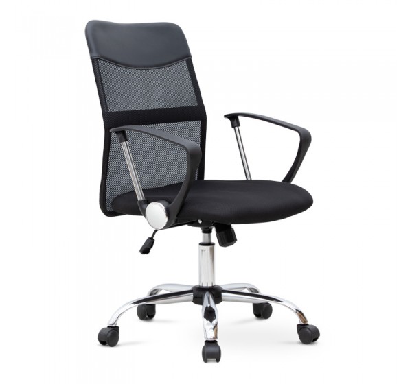 Καρέκλα γραφείου Franco Megapap με ύφασμα Mesh χρώμα μαύρο 59x57x95/105εκ.