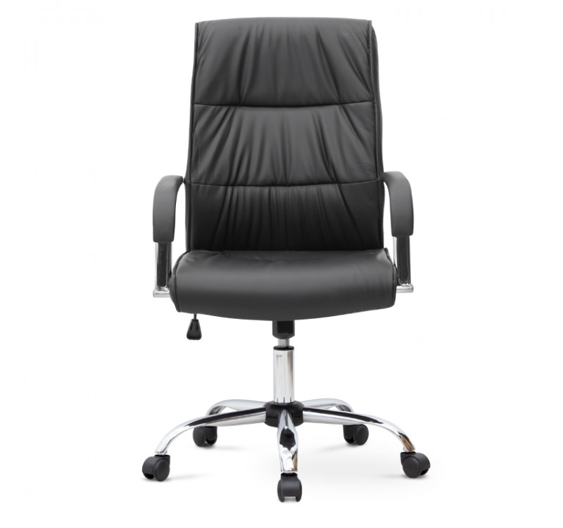 Καρέκλα γραφείου διευθυντική Matteo Megapap από τεχνόδερμα χρώμα μαύρο 60x66x105/115εκ.