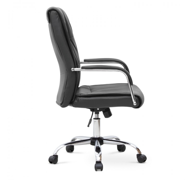Καρέκλα γραφείου διευθυντική Matteo Megapap από τεχνόδερμα χρώμα μαύρο 60x66x105/115εκ.