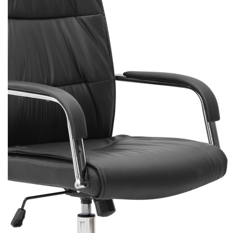 Καρέκλα γραφείου διευθυντική Matteo Megapap από τεχνόδερμα χρώμα μαύρο 60x66x105/115εκ.