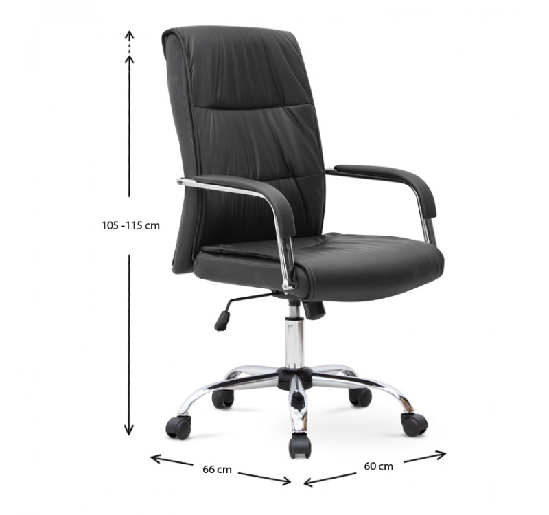 Καρέκλα γραφείου διευθυντική Matteo Megapap από τεχνόδερμα χρώμα μαύρο 60x66x105/115εκ.