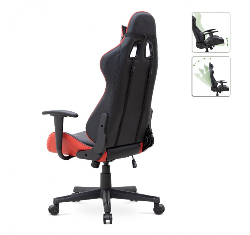 Καρέκλα γραφείου Gaming Alonso Megapap από τεχνόδερμα χρώμα κόκκινο - μαύρο 67x70x125/135 εκ.
