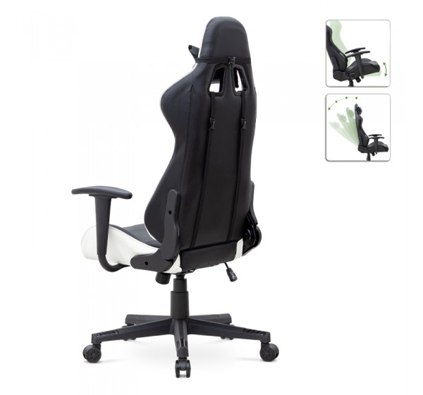 Καρέκλα γραφείου Gaming Alonso Megapap από τεχνόδερμα χρώμα λευκό - μαύρο 67x70x125/135 εκ.