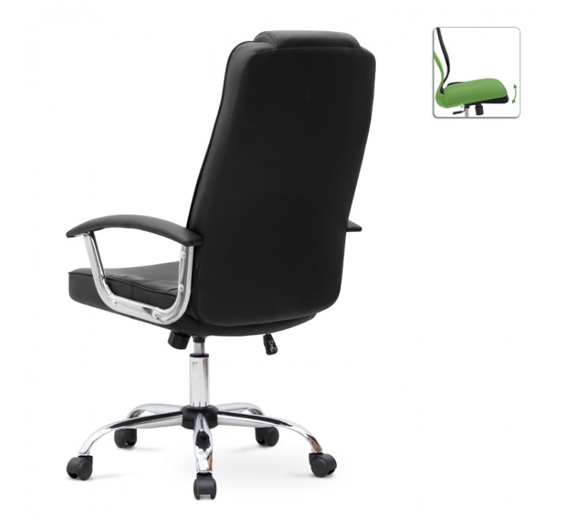 Καρέκλα γραφείου διευθυντική Arial Megapap από τεχνόδερμα χρώμα μαύρο 62x63x112/122εκ.