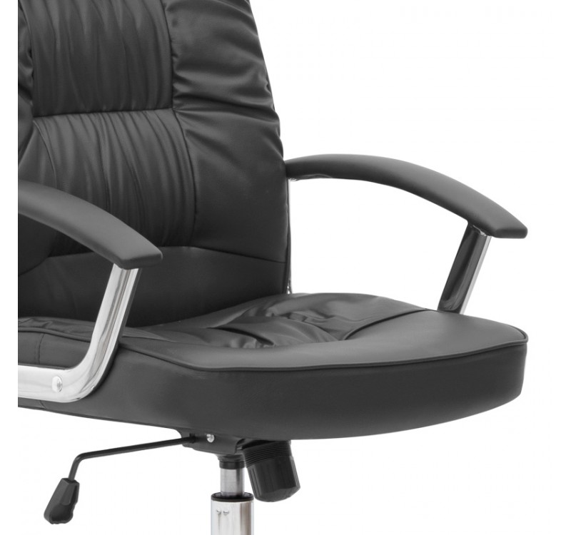 Καρέκλα γραφείου διευθυντική Arial Megapap από τεχνόδερμα χρώμα μαύρο 62x63x112/122εκ.
