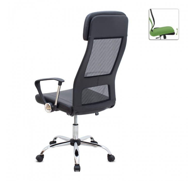 Καρέκλα γραφείου Ovis Megapap με τεχνόδερμα και ύφασμα Mesh χρώμα μαύρο 63x63x119/129εκ.