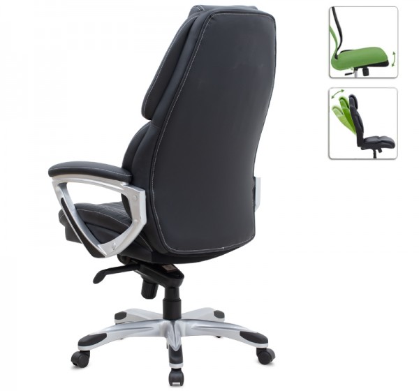 Καρέκλα γραφείου διευθυντική Duke Megapap από τεχνόδερμα χρώμα μαύρο 72x70x120/125εκ.