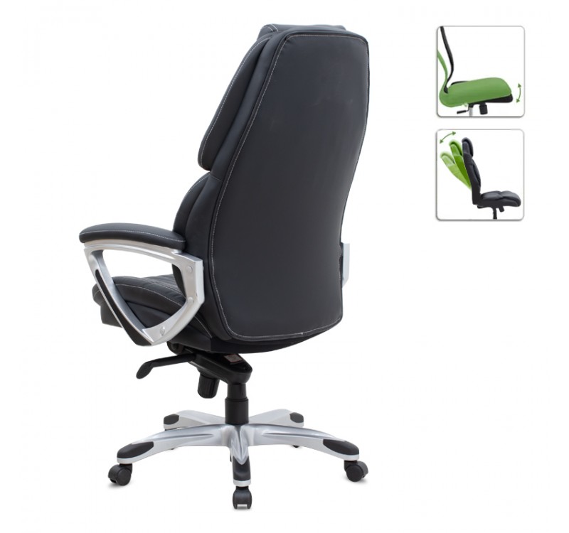 Καρέκλα γραφείου διευθυντική Duke Megapap από τεχνόδερμα χρώμα μαύρο 72x70x120/125εκ.