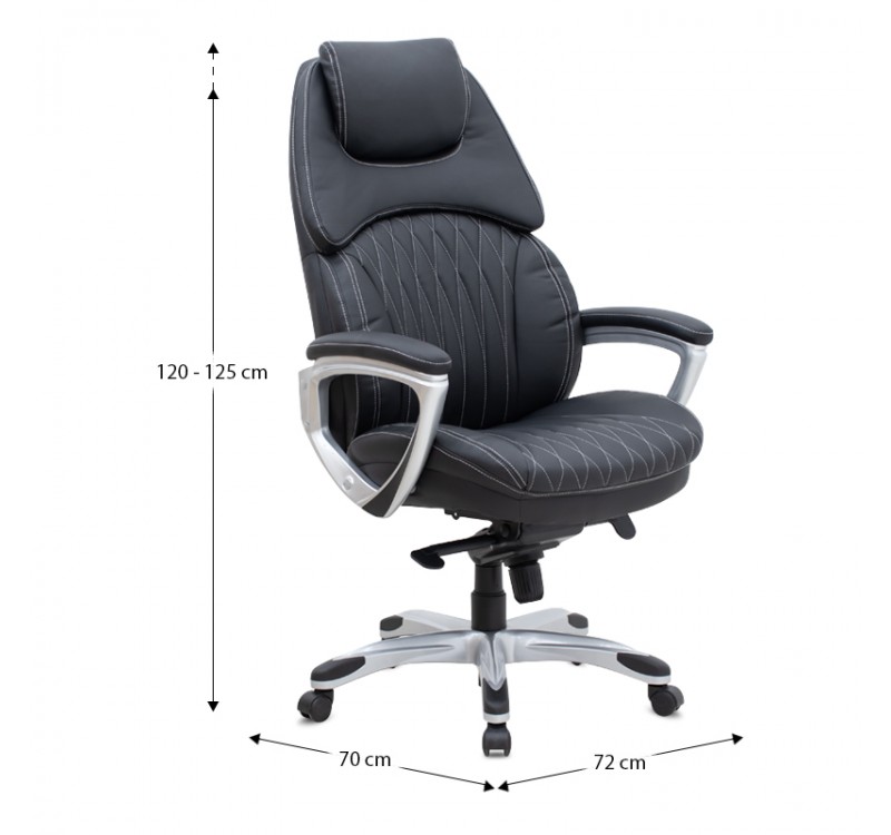Καρέκλα γραφείου διευθυντική Duke Megapap από τεχνόδερμα χρώμα μαύρο 72x70x120/125εκ.