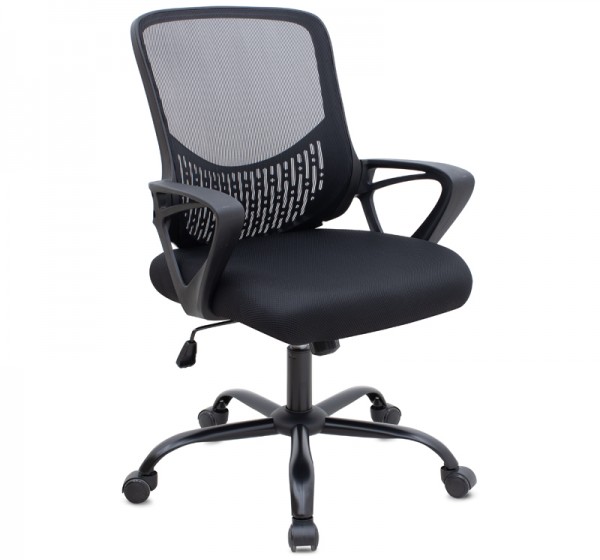 Καρέκλα γραφείου Freda Megapap με ύφασμα Mesh χρώμα μαύρο 65x65x90/100εκ.