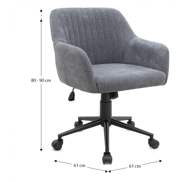 Καρέκλα γραφείου Alice Megapap υφασμάτινη χρώμα γκρι 61x61x80/90εκ.