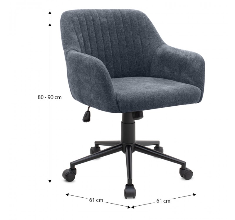 Καρέκλα γραφείου Alice Megapap υφασμάτινη χρώμα ανθρακί 61x61x80/90εκ.