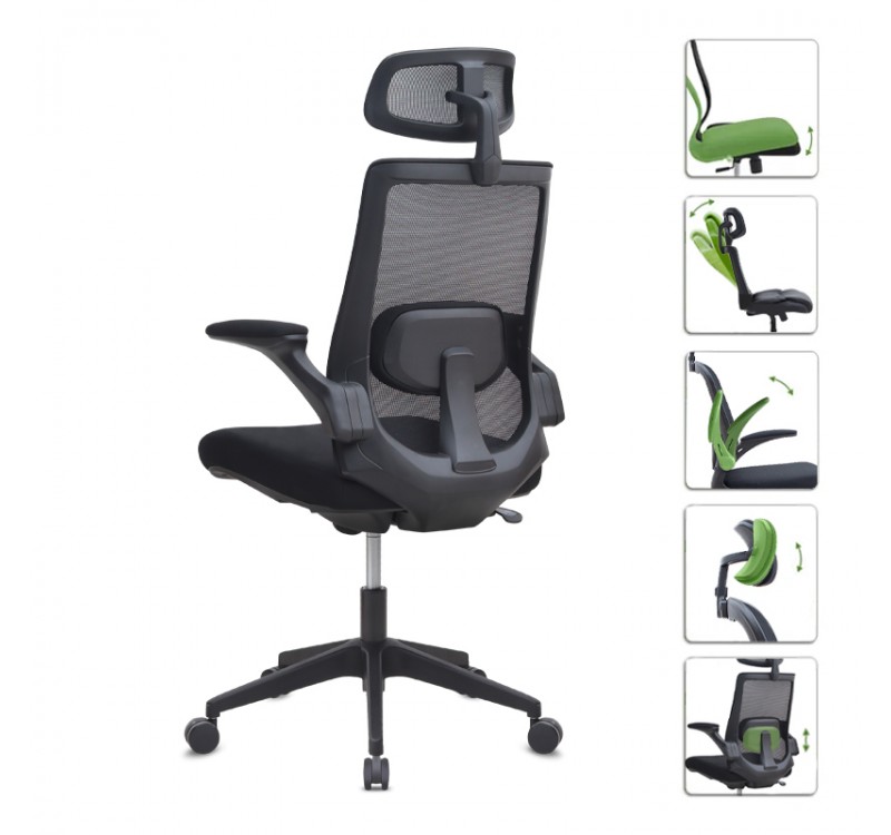 Καρέκλα γραφείου διευθυντική Belora Megapap με ύφασμα Mesh χρώμα μαύρο 63,5x62x117/127εκ.