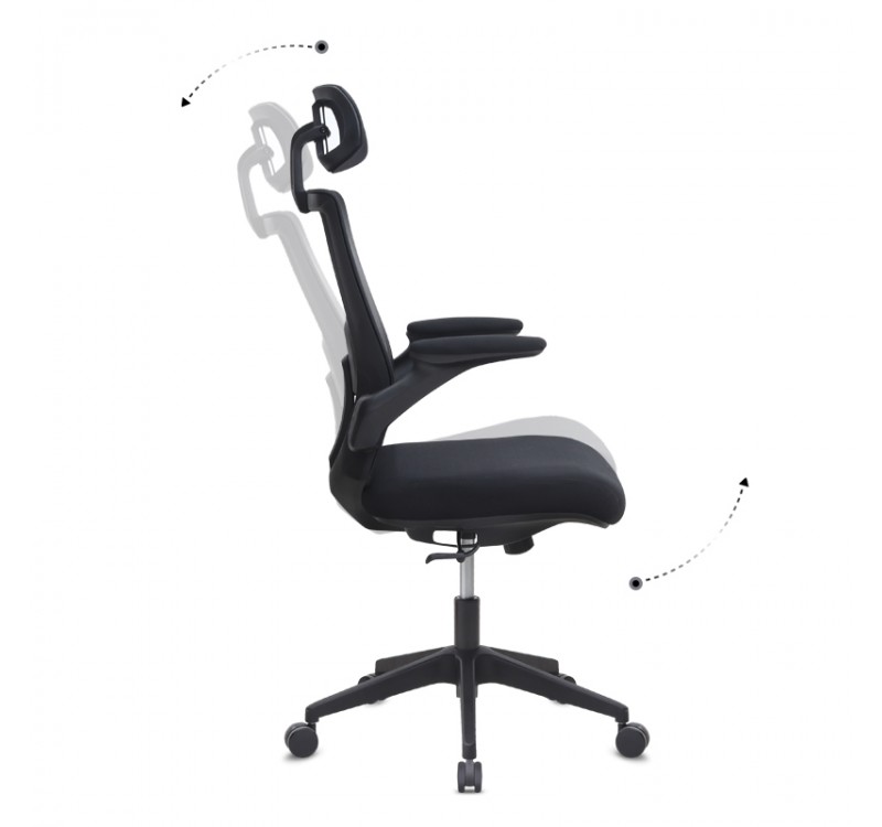 Καρέκλα γραφείου διευθυντική Belora Megapap με ύφασμα Mesh χρώμα μαύρο 63,5x62x117/127εκ.