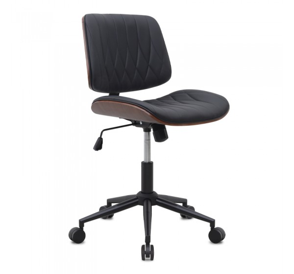 Καρέκλα γραφείου Corina Megapap από τεχνόδερμα χρώμα μαύρο 60x65x82/92εκ.